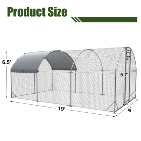 Large Metal Chicken Coop Upgrade Three Support Steel Wire Impregnated Plastic Net Cage, Oxford Cloth Silver Plated Waterproof UV Protection, Duck Rabb