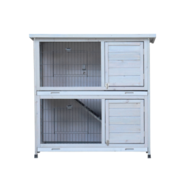 Rabbit Hutch Outdoor, 2-Story Rabbit Cage Indoor With Run, Bunny Cage With 2 Removable No-Leak Trays, Pet Cages With Non-Slip Ramp, Waterproof Roof, F