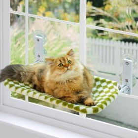 MEWOOFUN Cat Window Hammock With Steel Frame And Strong Suction Cups - Medium Green Indoor Cat Perch Seat