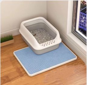 Cat Litter Mat Double Layer Filter Anti-bring Out (Option: Sky Blue-55x75)