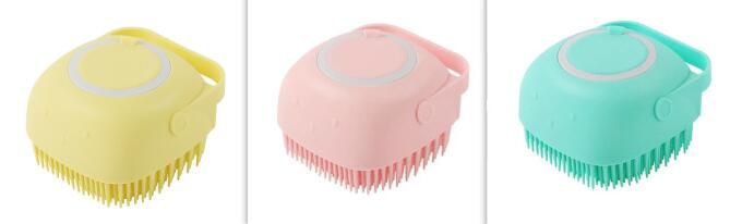 Silicone Dog Bath Massage Gloves Brush Pet Cat Bathroom Cleaning Tool Comb Brush For Dog Can Pour Shampoo Dog Grooming Supplies (Option: Set-square)